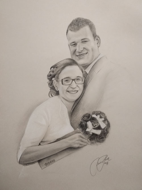 portret s svinčnikom/ogljem