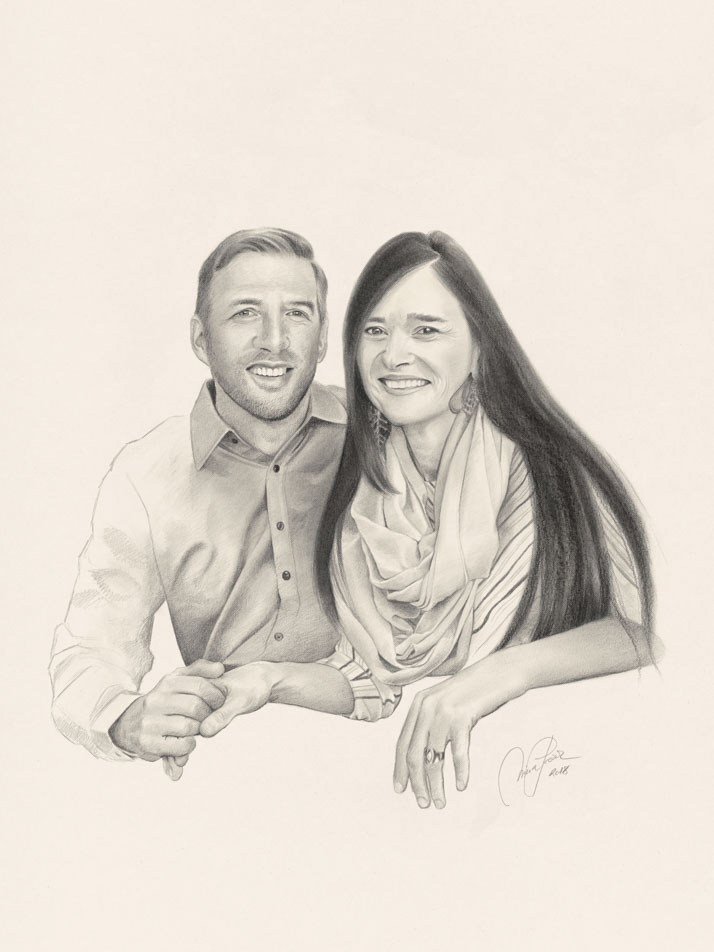 portret s svinčnikom/ogljem